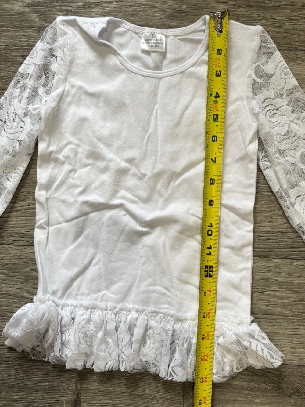 Kids Girls White Lace Long Sleeve Boutique T-Shirt Size Large Toddler 5/6